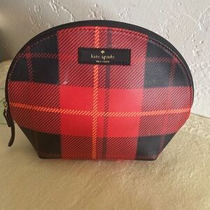 Kate Spade Red and Black Checkered Cosmetic Case